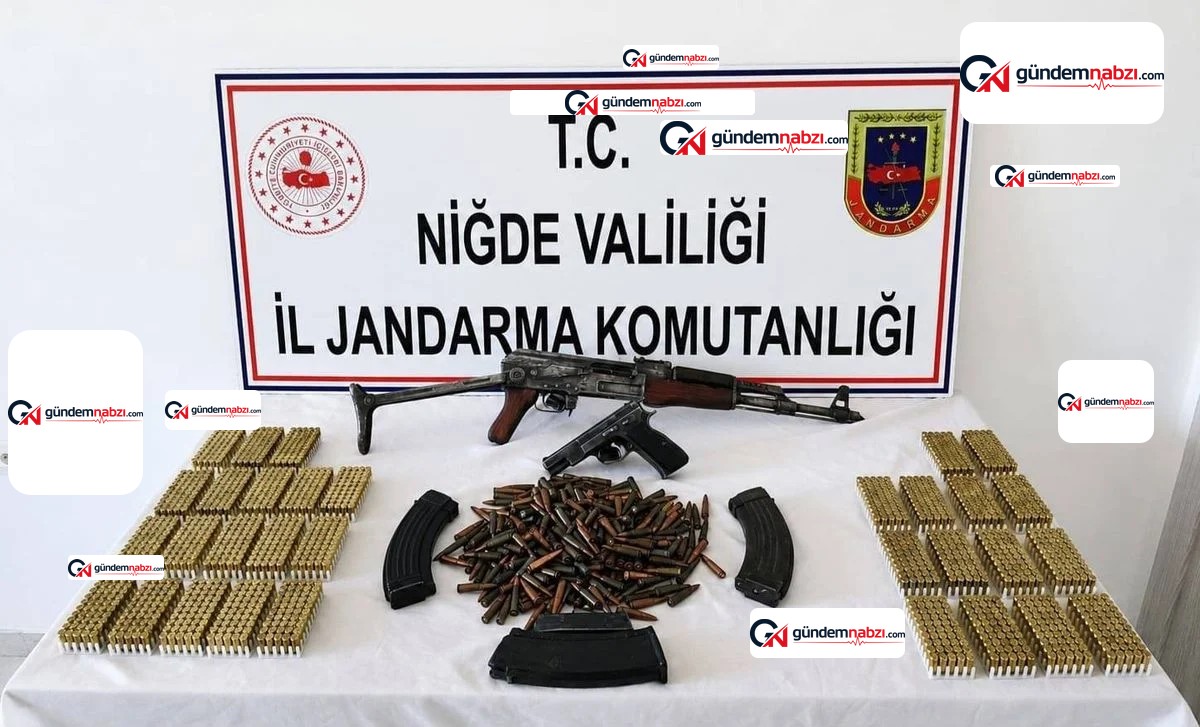 Niğde'de Jandarma operasyonunda kalaşnikof ve tabanca ele geçirildi