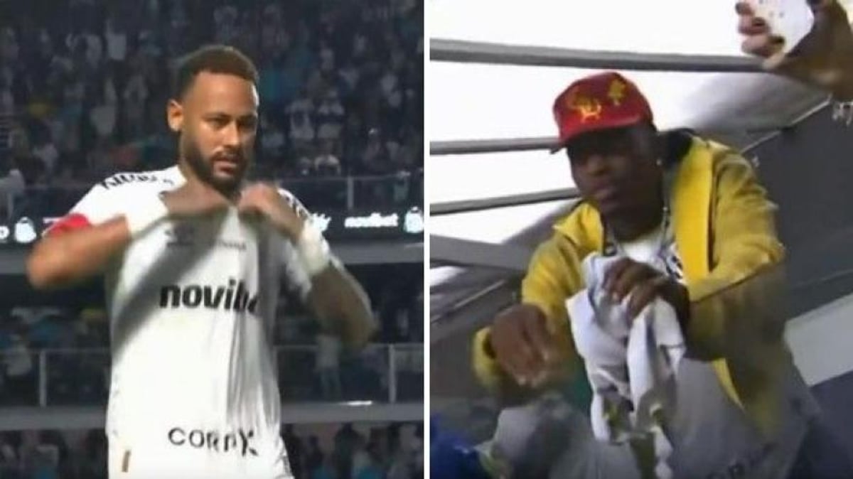 Neymar'dan Santos'ta iki gol, tribündeki Leao'ya forması