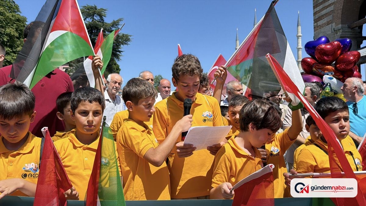 Edirne'de çocuklardan Gazze'ye destek açıklaması