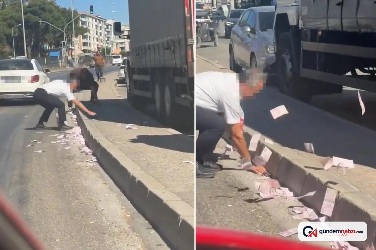 İzmir'de çuvaldan yola saçılan paraları topladılar