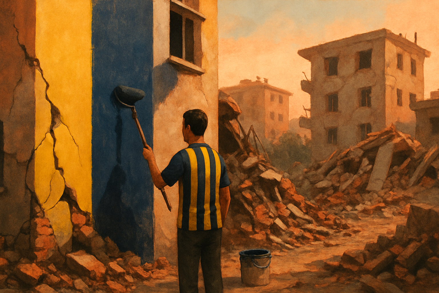 Fenerbahçeli depremzedenin evini sarı-lacivert boyattı