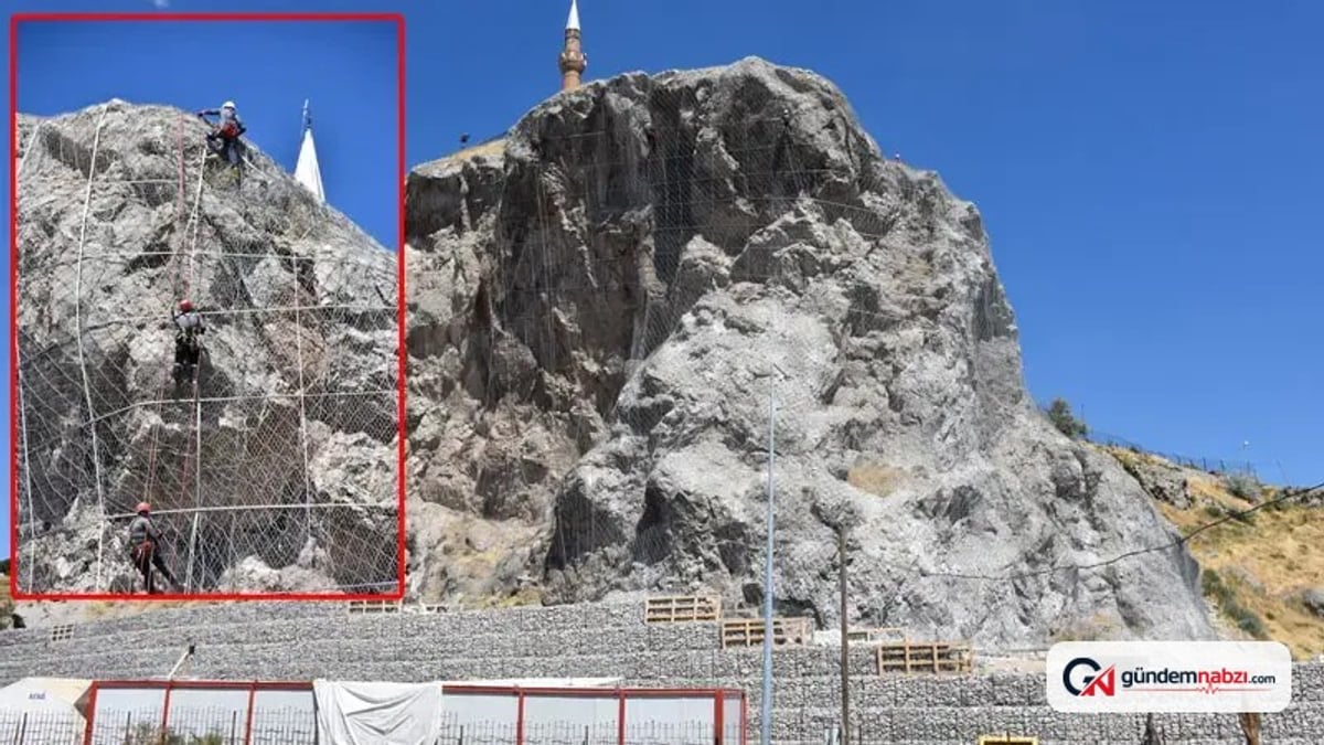 Sivas'ta Yukarı Tekke Kayalıkları çelik ağlarla korumaya alındı