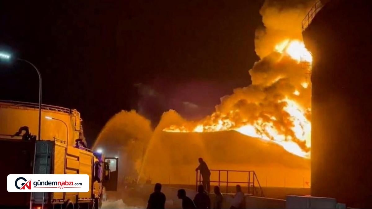 Libya'daki Zawiya rafinerisinde yangın çıktı, dron saldırısı sonrası itfaiye mücadelesi sürüyor