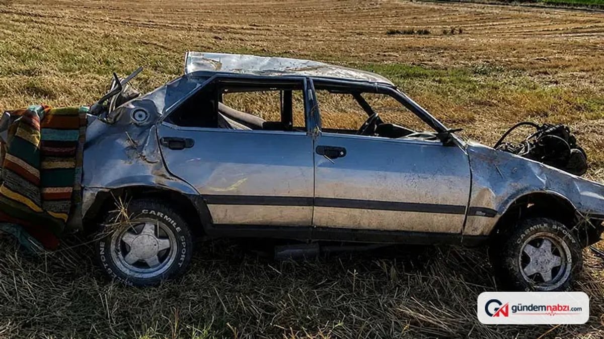 Edirne'de şarampole yuvarlanan otomobilin sürücüsü yaralandı