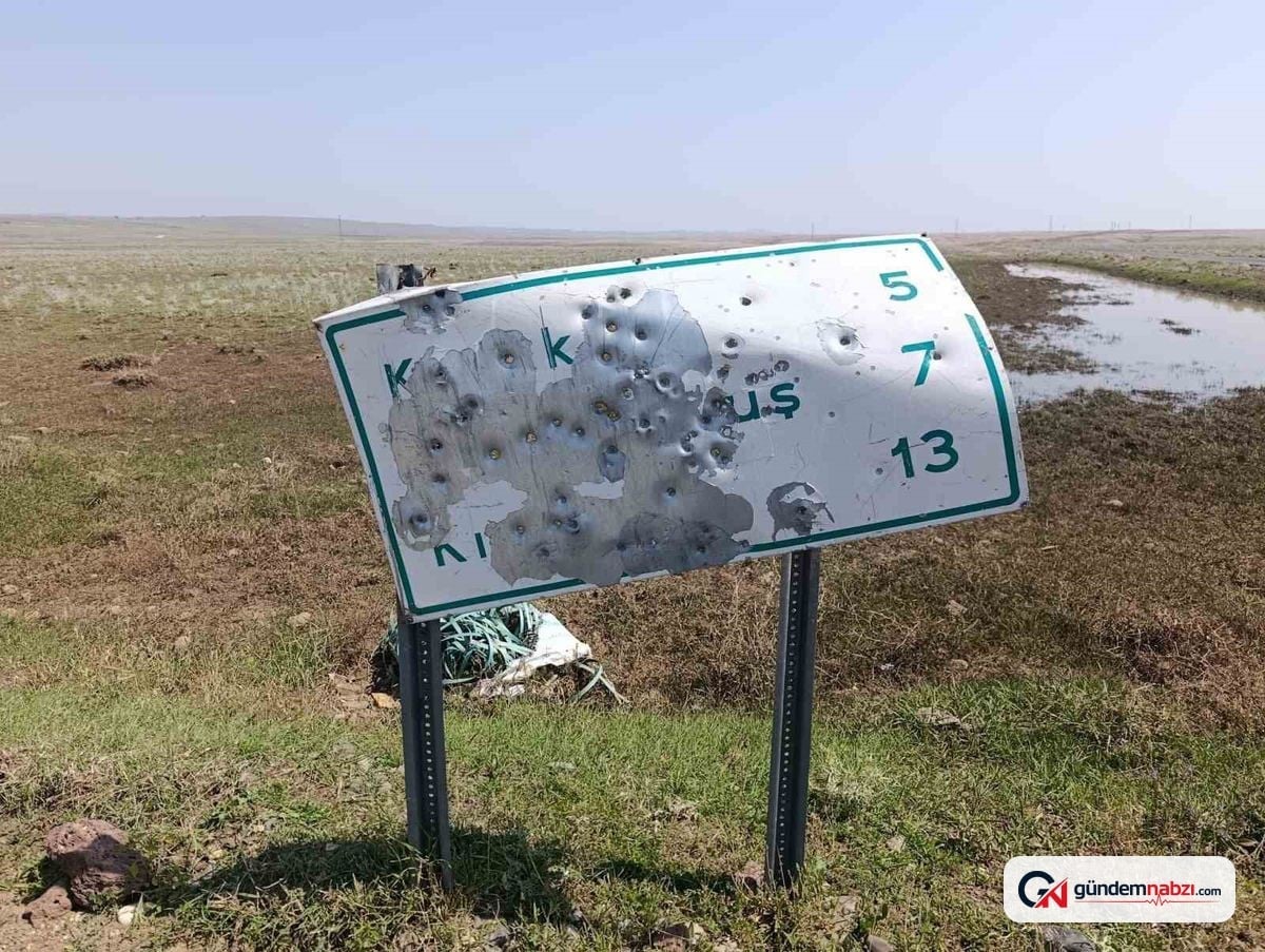 Kars'ta köy yolu tabelaları silahla delik deşik edildi