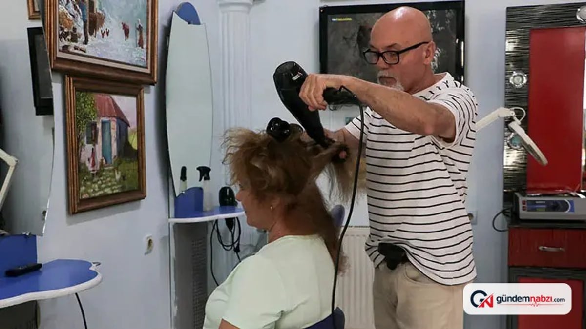 Emekli astsubay kuaför dükkanını sanat atölyesine dönüştürdü