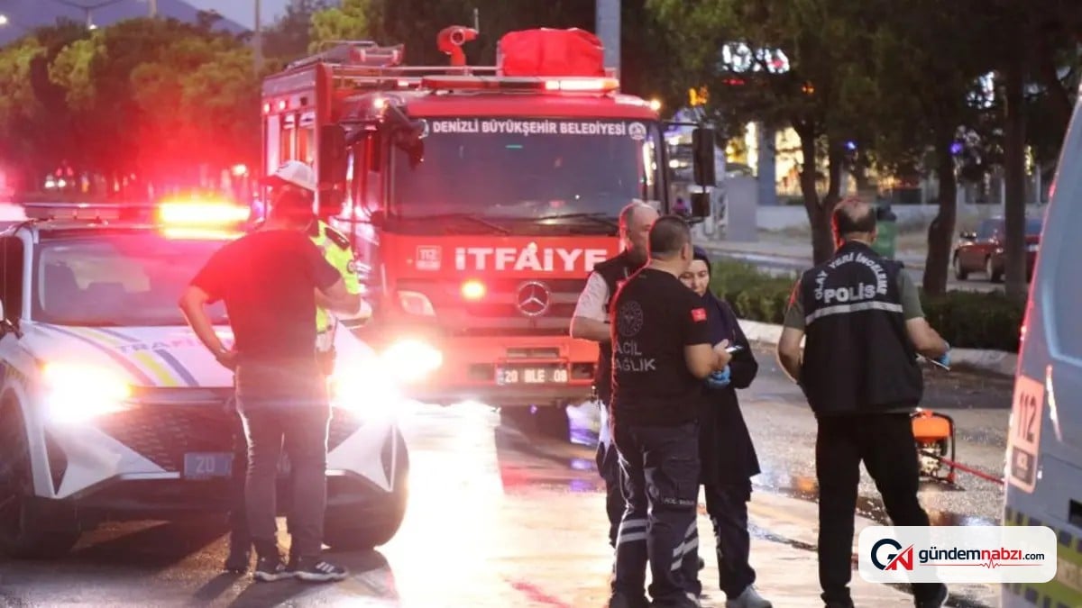 Denizli'de Devrilen motosikletin sürücüsü otobüsün altında kaldı