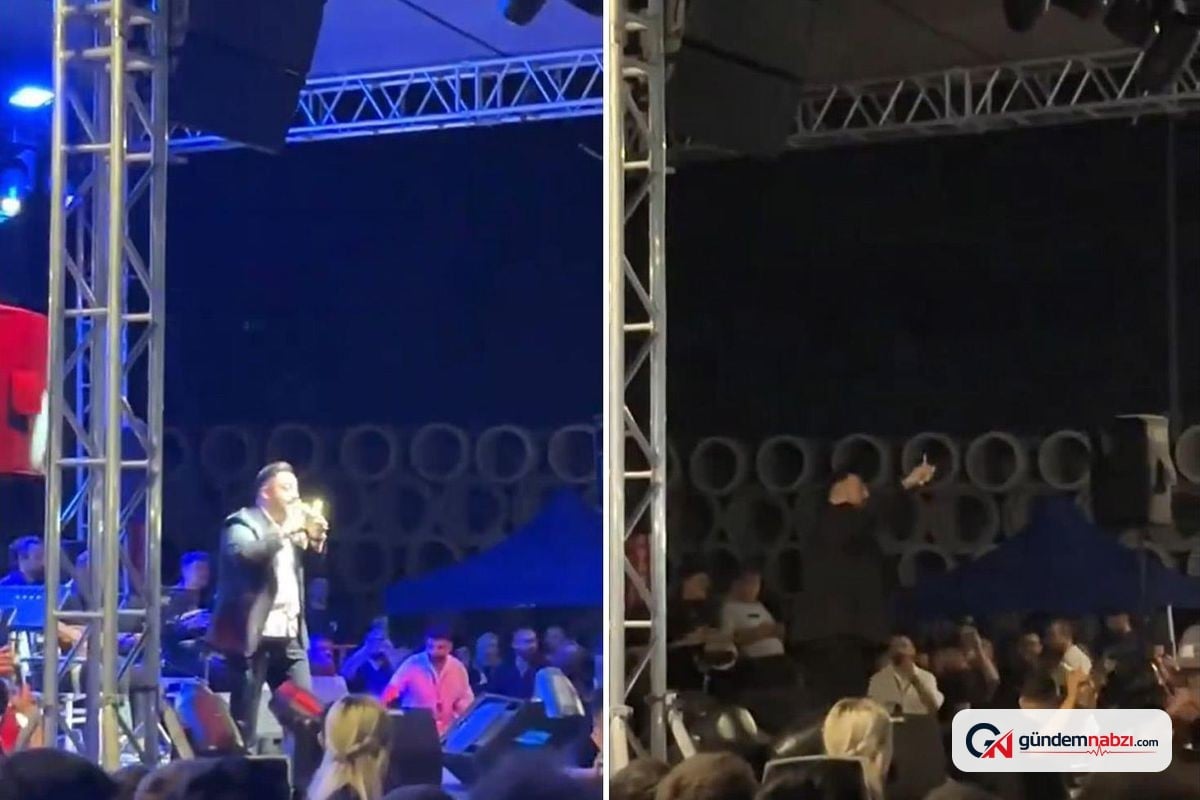 Konya'daki konserde elektrik kesilen Hüseyin Kağıt şarkı söyledi