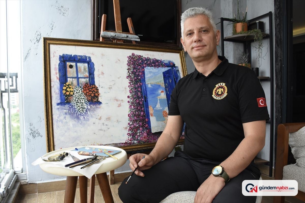 Ordu'da polis memuru Mehmet Aygün resim tutkusunu sürdürüyor