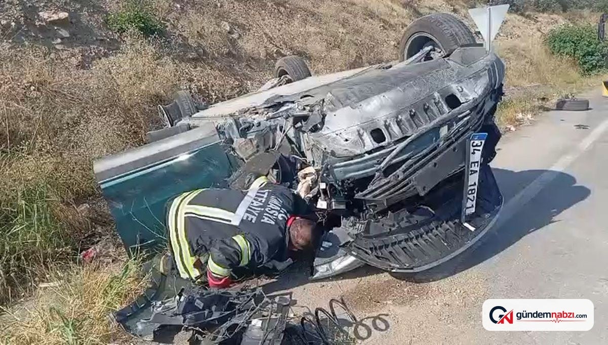 Amasya'da takla atan otomobildeki aynı aileden 4 kişi yaralandı