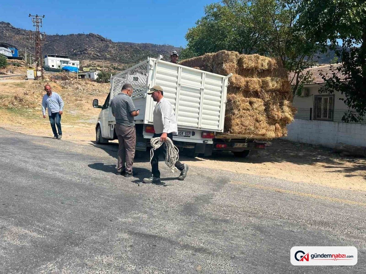 Yenipazar'dan Aydın Çine'ye kaba yem dayanışması