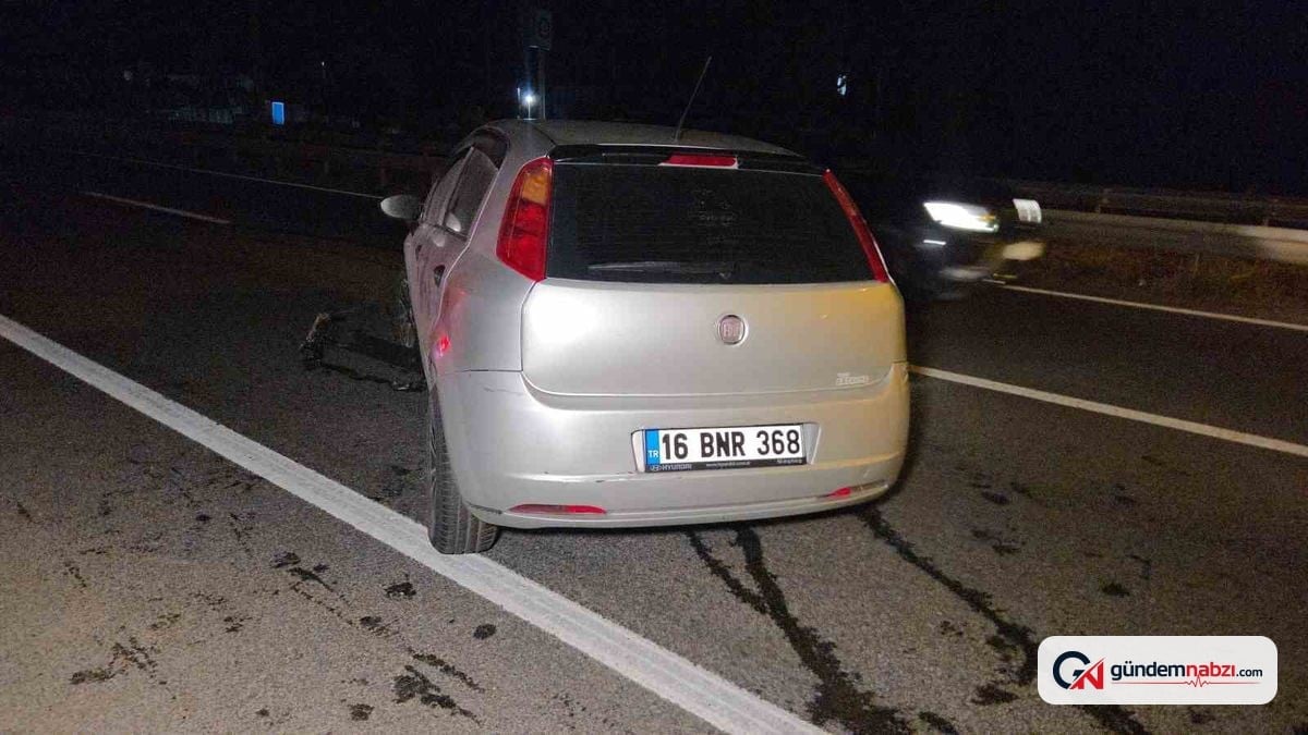 Bursa Orhangazi'de otomobil bariyerlere çarptı: 1 yaralı