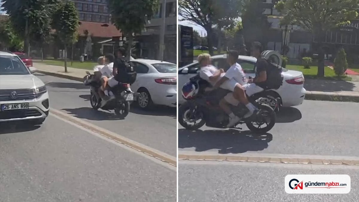 Eskişehir'de kasksız motosiklet yolculuğu dikkat çekti