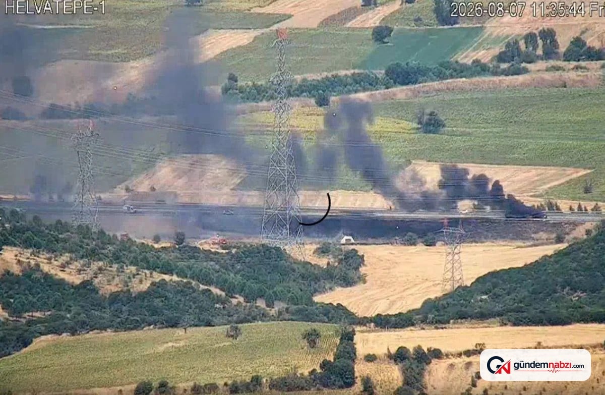 Tekirdağ'da seyir halindeki araç yandı, alevler otluğa sıçradı