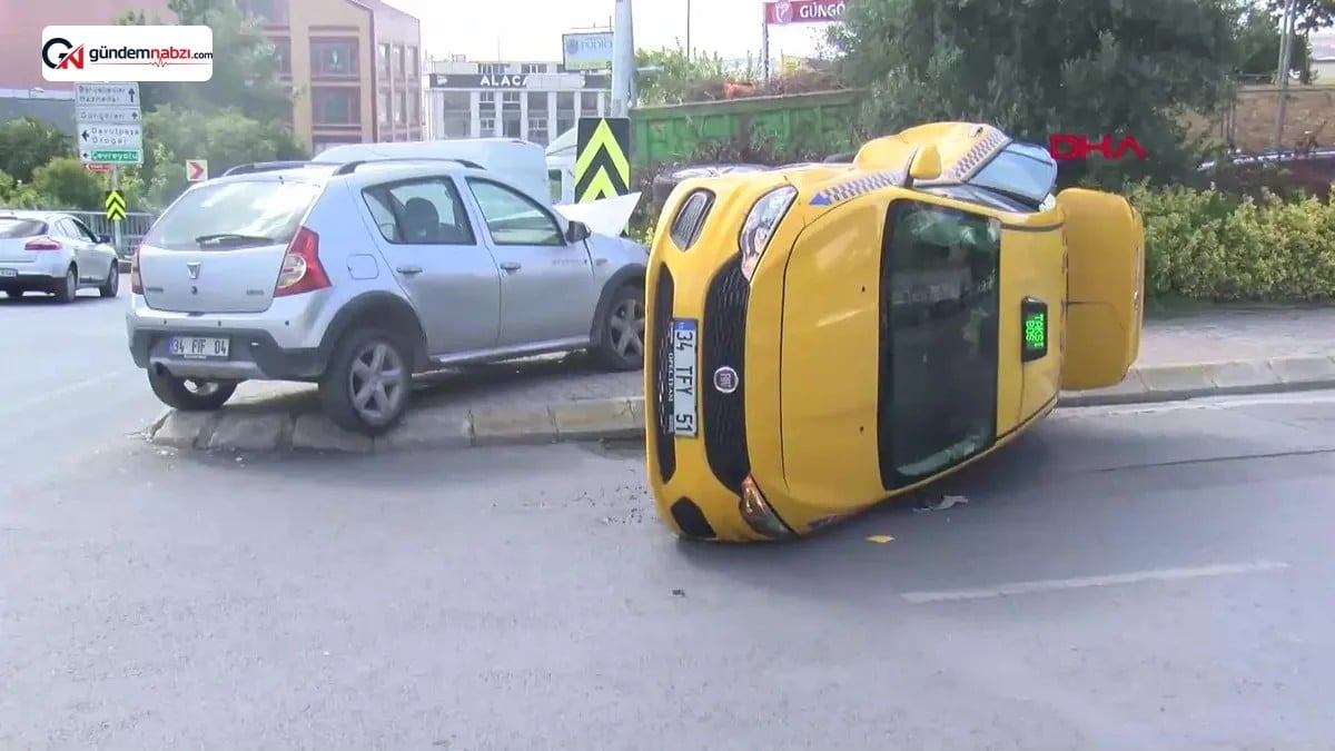 Güngören'de taksi ile otomobil çarpıştı, 2 kişi yaralandı