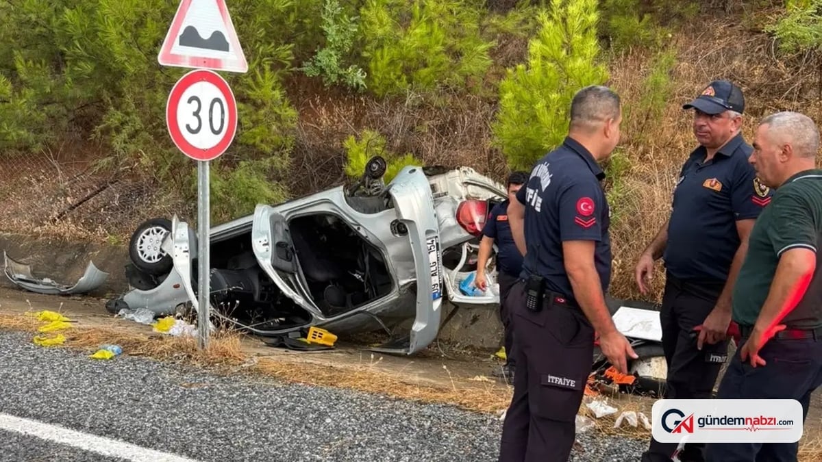 Aydın'daki feci kazada otomobil takla attı: 1 ölü, 4 yaralı