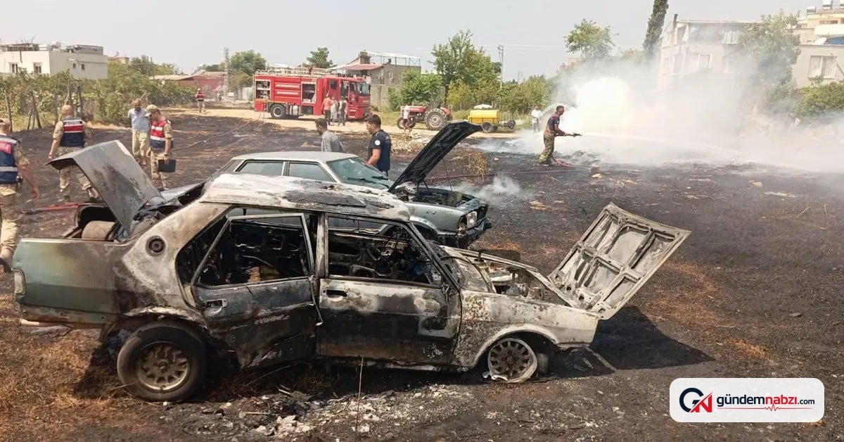 Hatay'da bahçede çıkan yangın 2 otomobile sıçradı