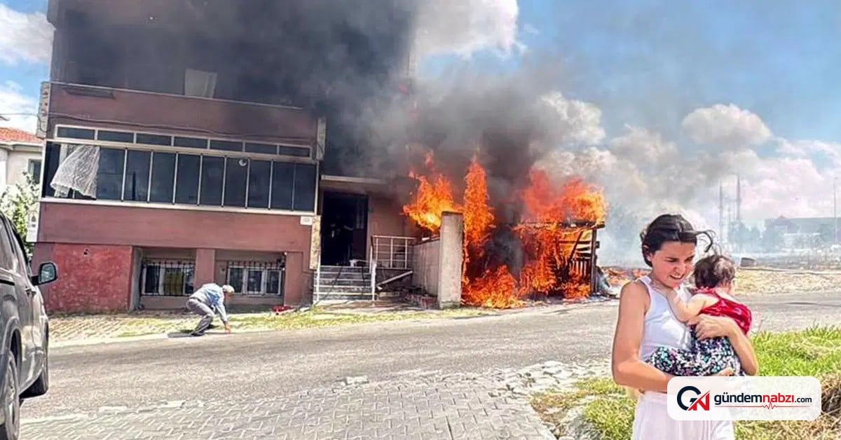 Tekirdağ Çorlu'da Yangında bir genç kız kardeşini kucağına alarak kaçtı