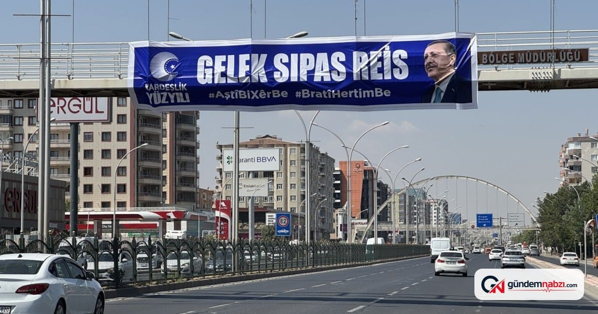 Diyarbakır'da Erdoğan'a teşekkür içeren Kürtçe Pankart asıldı