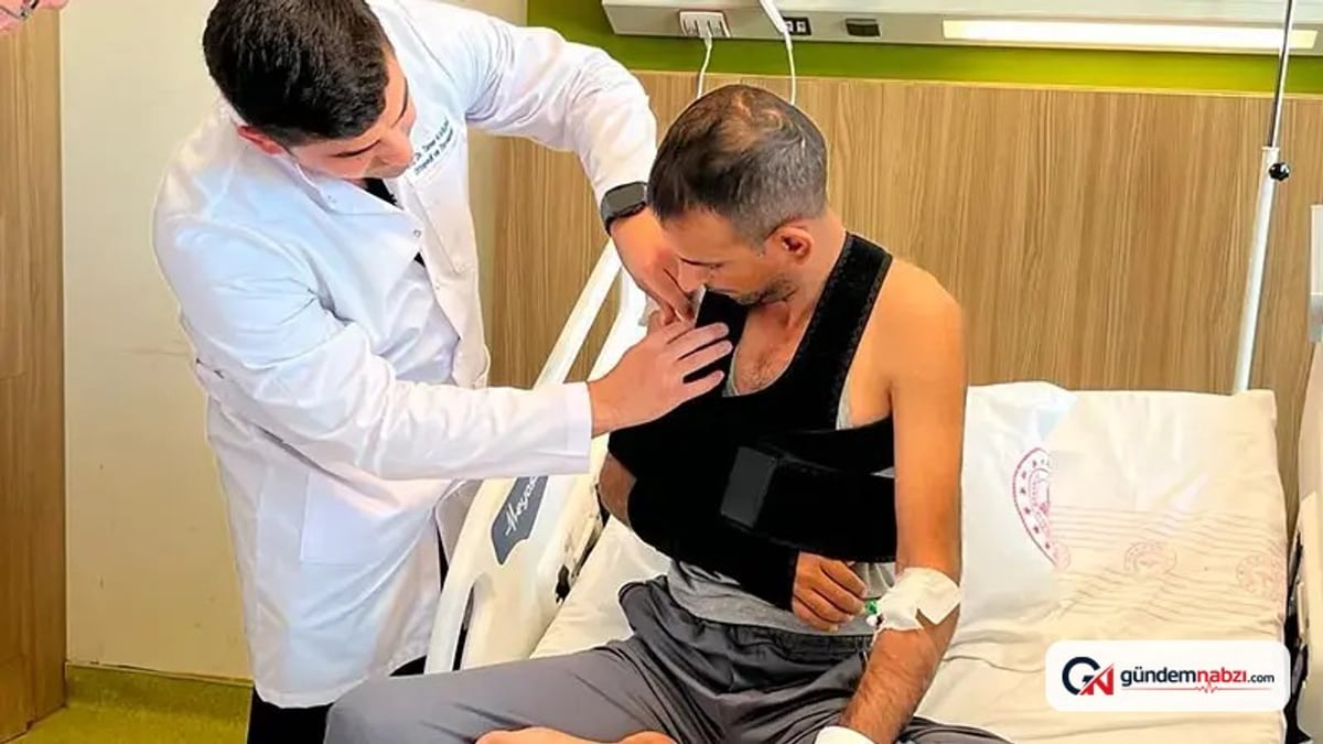 Gaziantep'te işçinin omzundaki hasar dizinden alınan dokuyla onarıldı