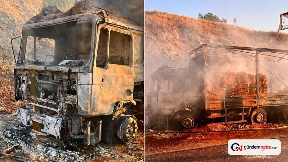 İzmir-Ankara karayolunda seyir halindeki tır yandı