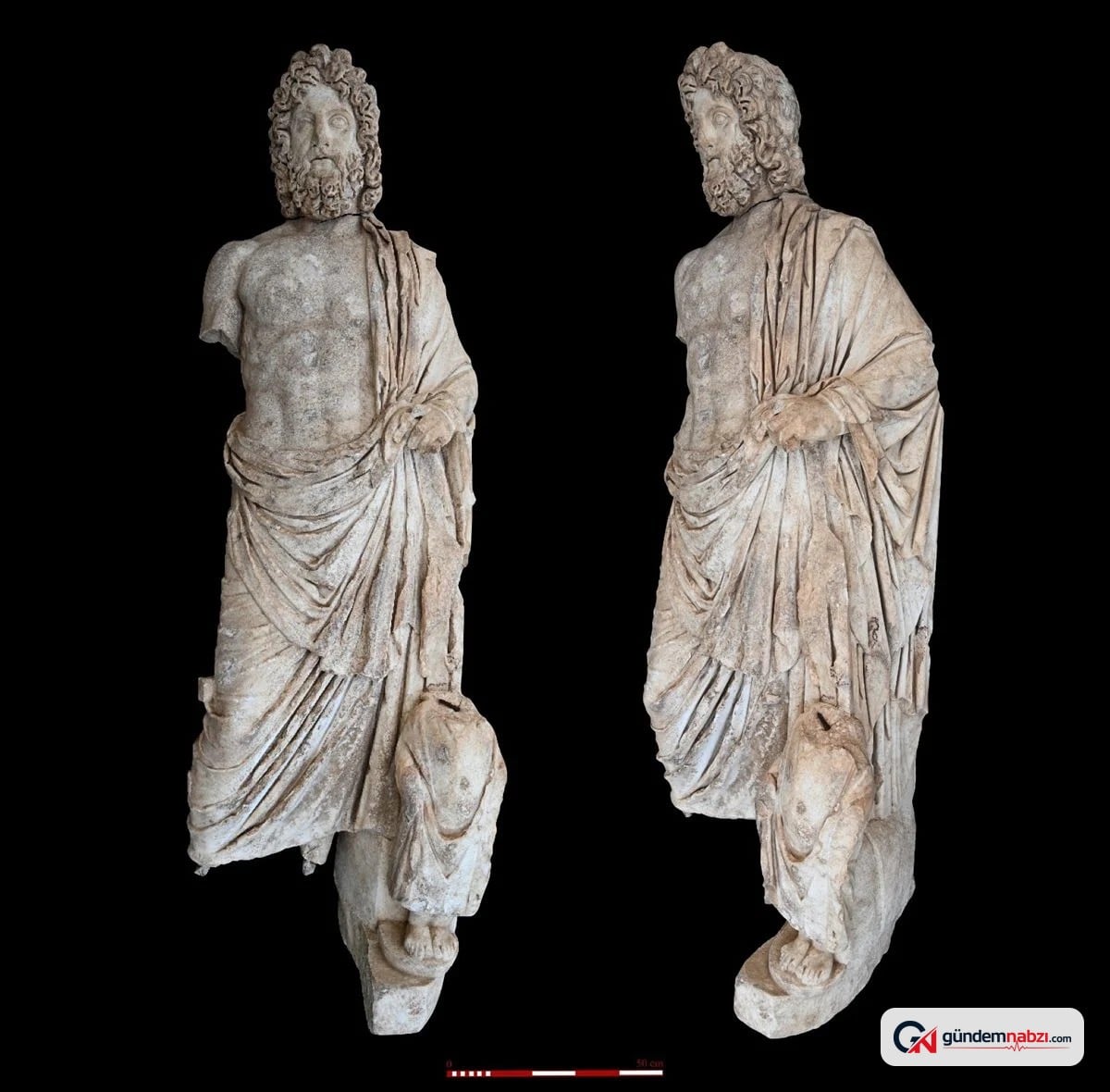 Aspendos'ta sağlık tanrısı Asklepios ve oğlu Telesphoros'un heykeli bulundu