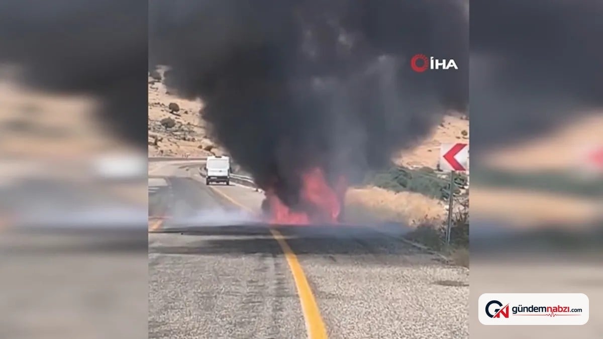 Gaziantep'te yabancı plakalı lüks otomobil yandı