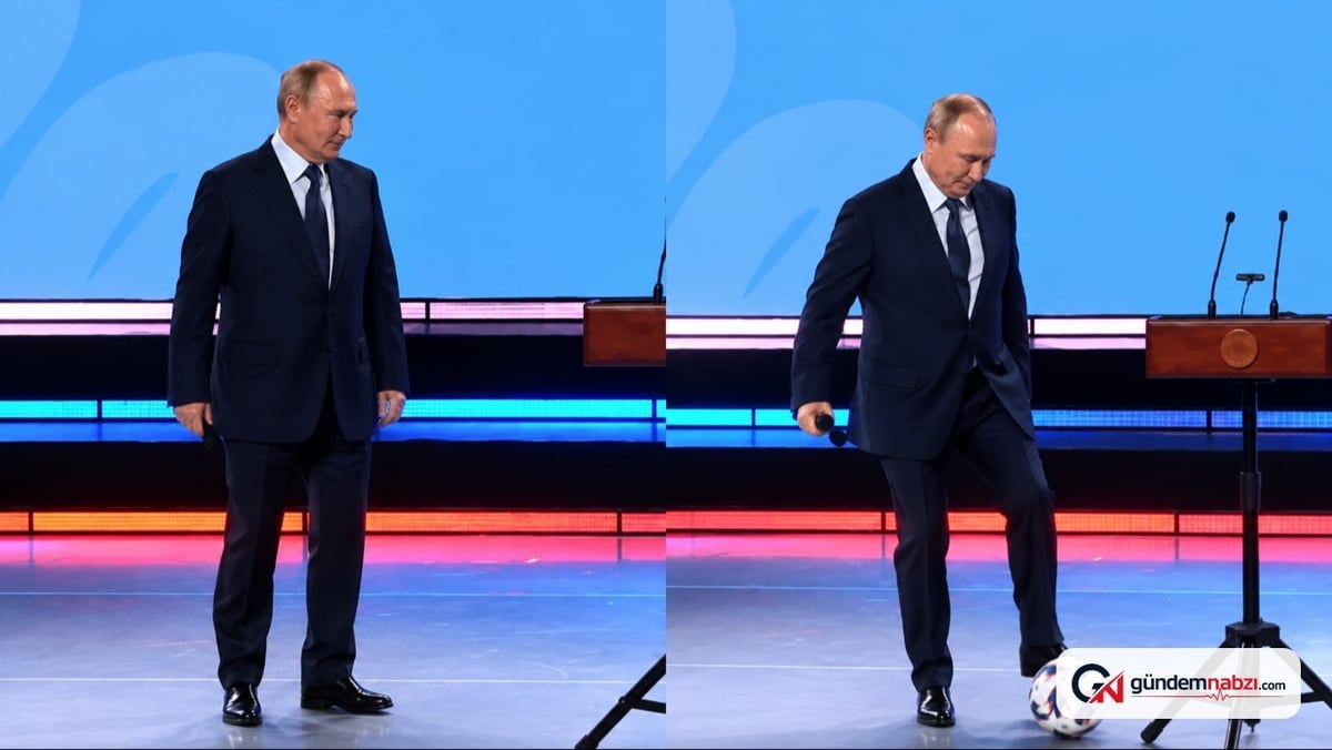 Putin'in sahnede top oynadığı anlar viral oldu