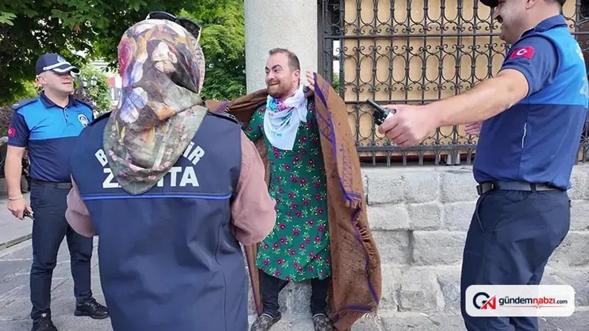 Erzurum'da tiyatrocu dilenci kılığında zabıtaları şaşırttı