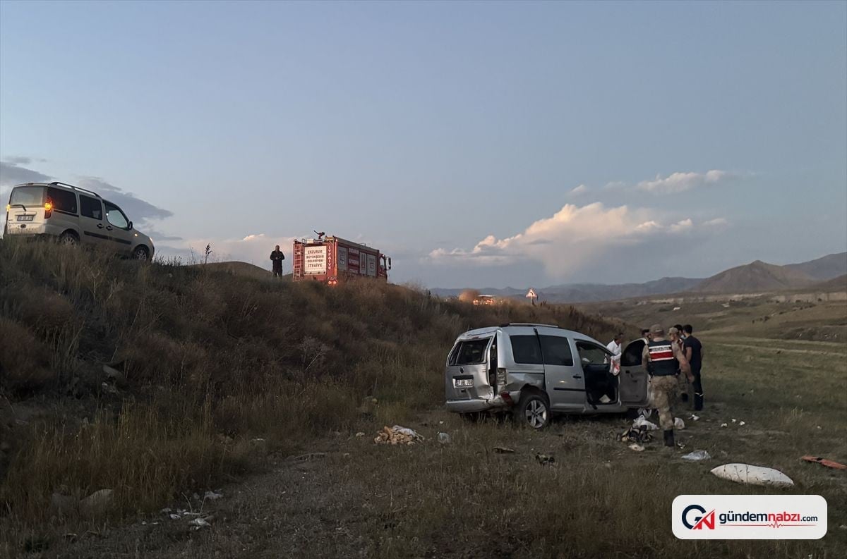 Erzurum'da panelvan şarampole devrildi, 2 yaralı