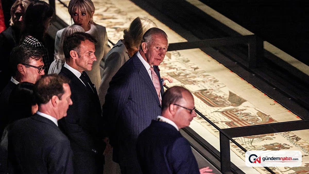 Fransa Cumhurbaşkanı Macron ve İngiltere Kralı Charles, Bayeux İşlemesi'ni inceledi