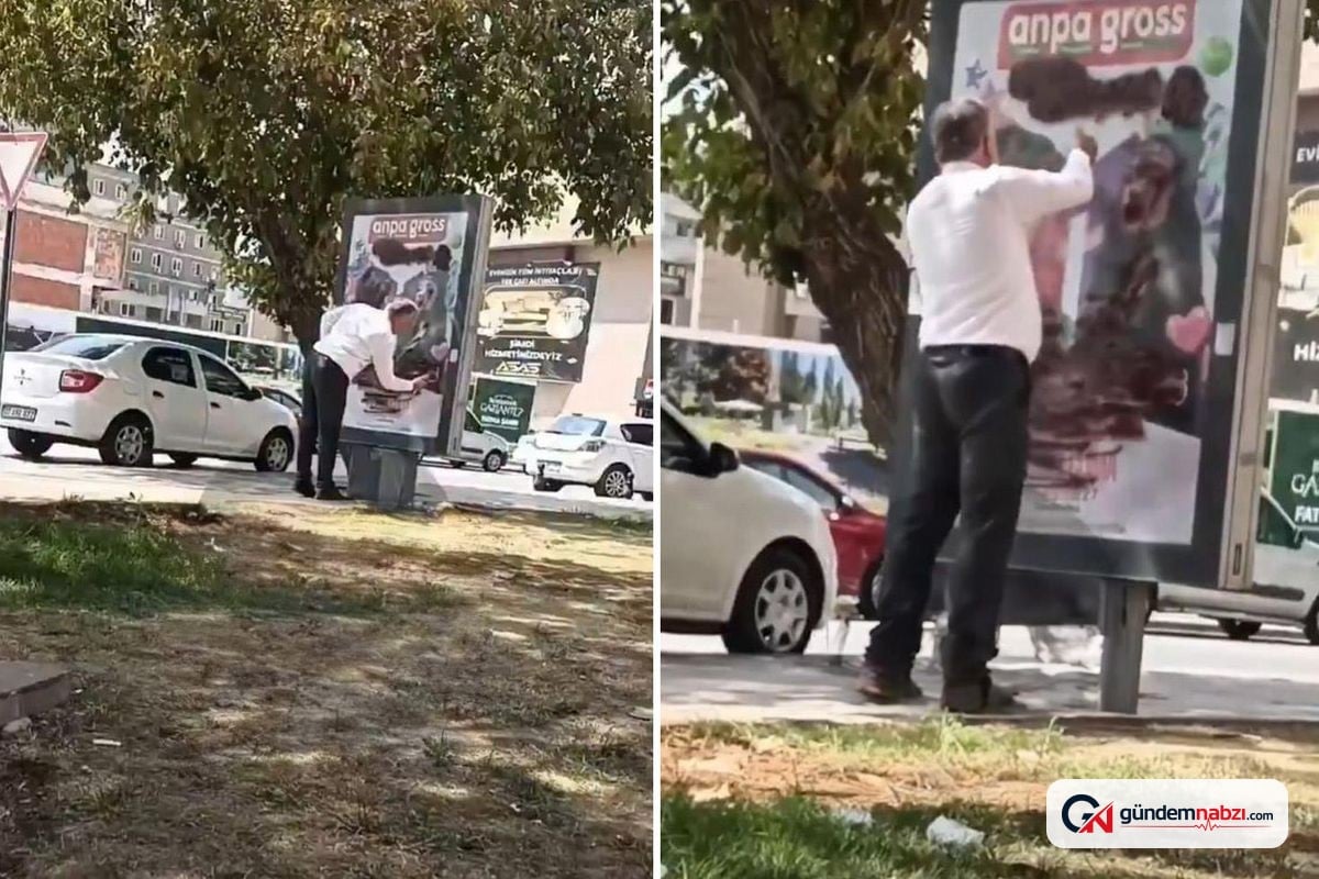 Gaziantep'te vatandaş reklam panosunu sprey boyayla kapattı