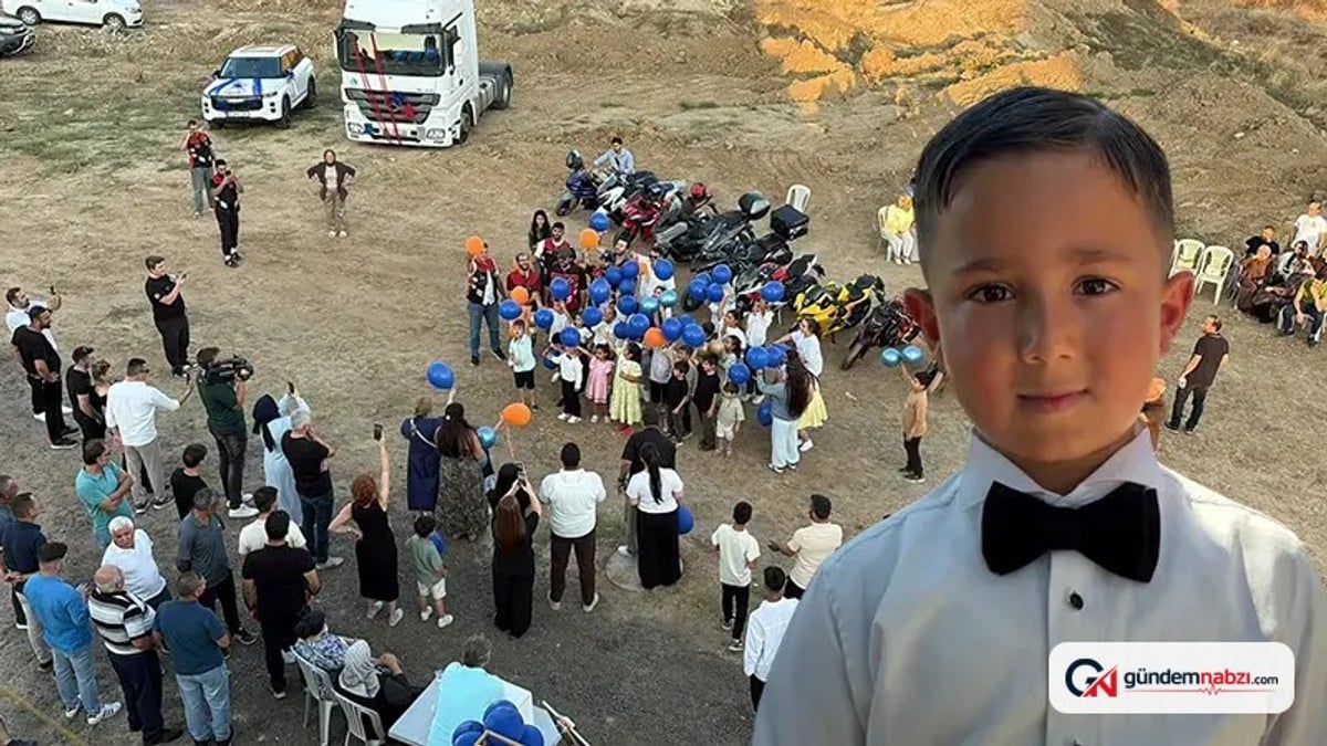 Tekirdağ Çorlu'da lösemiyi yenen çocuğun sünnet düğününde balonlar uçuruldu