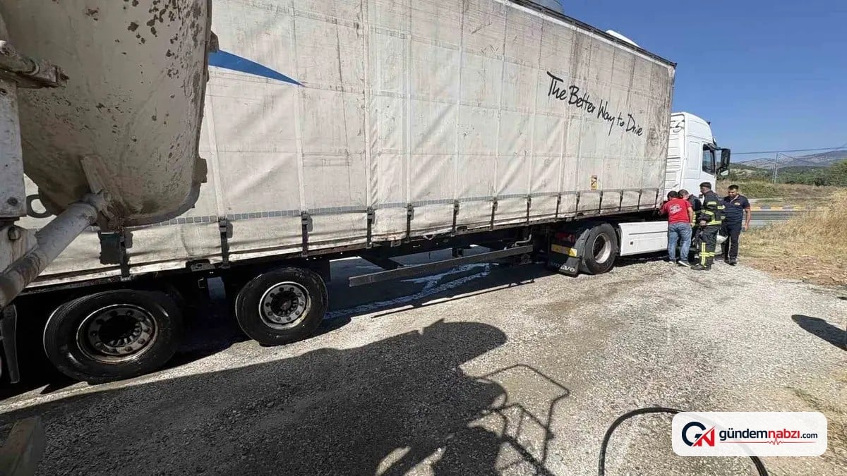 Kastamonu Tosya'da seyir halindeki tırda yangın çıktı, beton mikseri müdahale etti