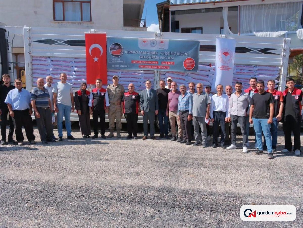 Erzincan Kemaliye'de üreticilere hibeli kırmızı mercimek tohumu dağıtıldı