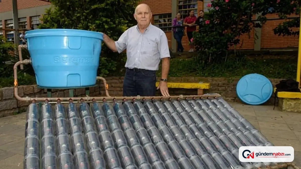 Brezilyalı emekli 100 şişeyle güneş enerjili su ısıtıcısı yaptı