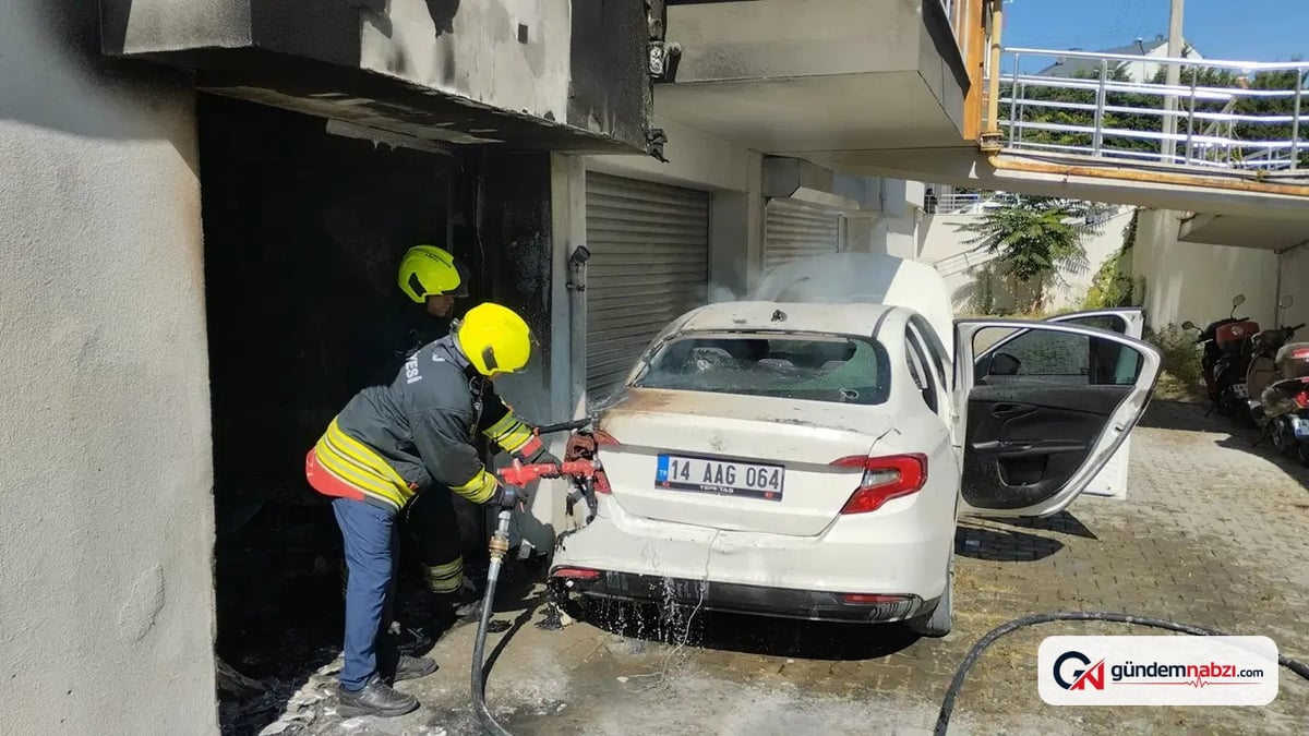 Bolu'daki garaj yangını otomobile sıçradı; 1 yaralı