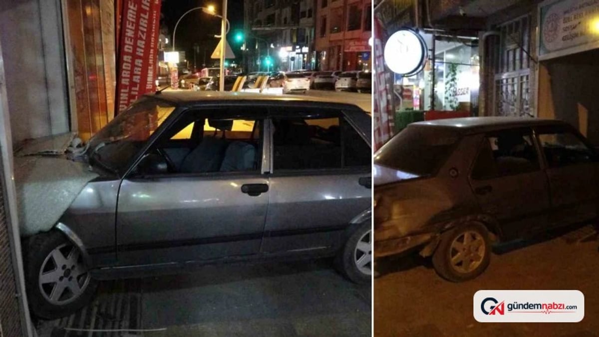 Malatya'da kontrolden çıkan otomobil dershaneye girdi