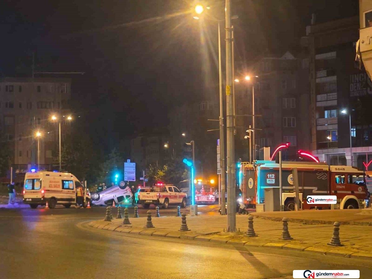Tekirdağ'da takla atan aracın sürücüsü kaçtı