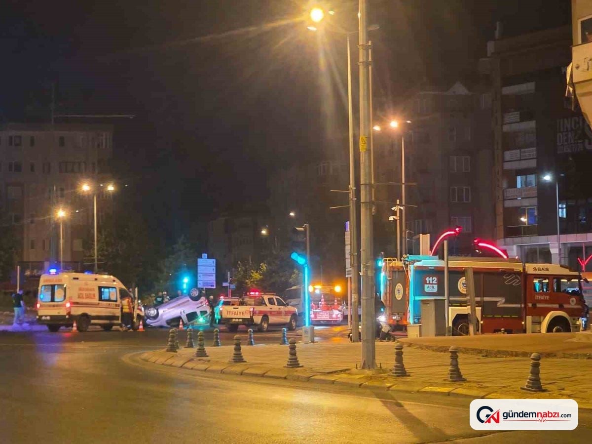 Tekirdağ'da takla atan aracın sürücüsü kaçtı