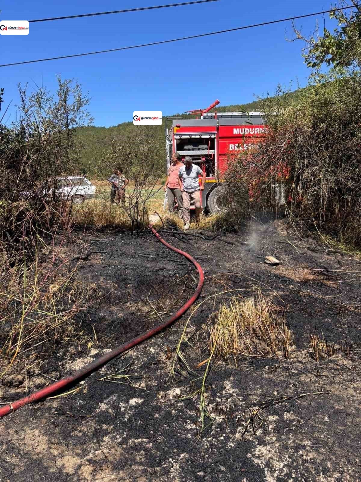 Bolu'da otluk alandan tarlaya sıçrayan yangın söndürüldü