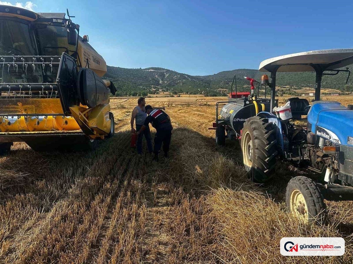 Bilecik'te biçerdöver operatörlerine yangın eğitimi