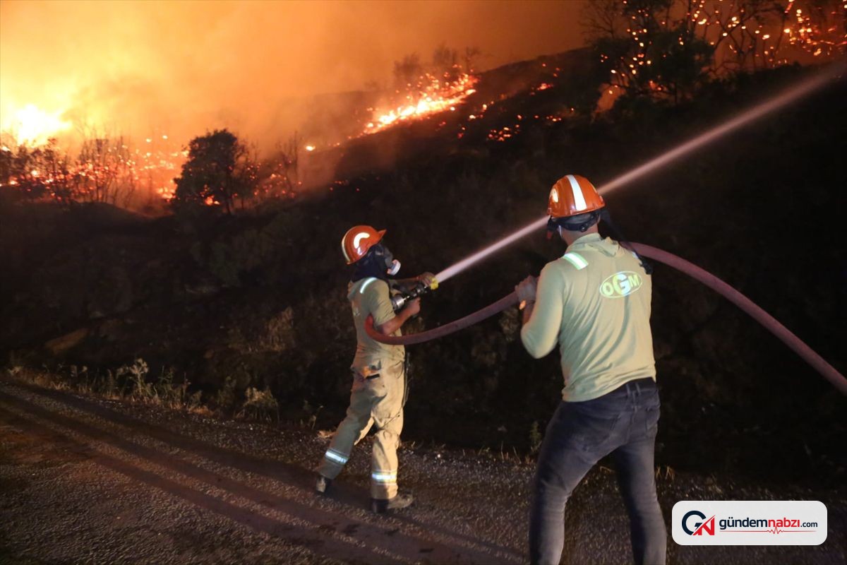Muğla'da orman işçilerinin alevlerle mücadelesi baret kamerasına yansıdı