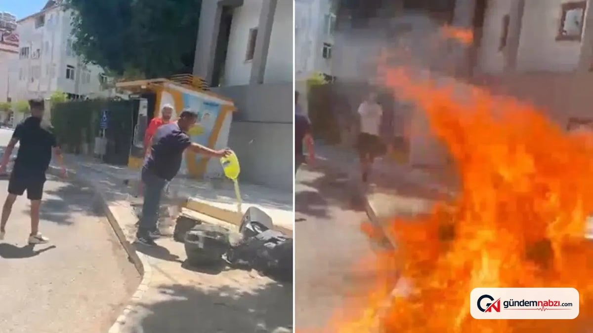 Antalya'da ses sistemini belediye önünde benzinle yaktı