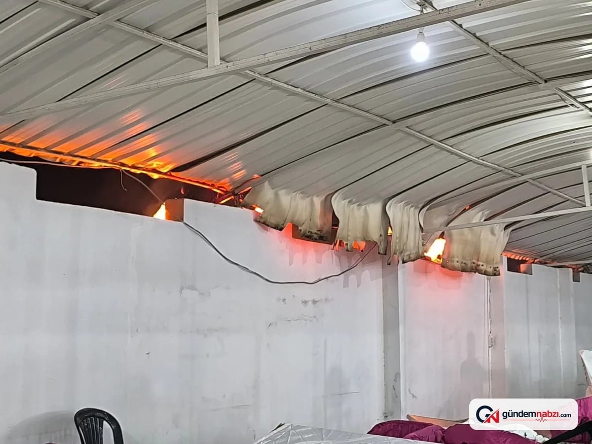 Hatay'da düğün salonu çatısındaki yangına aldırış etmediler