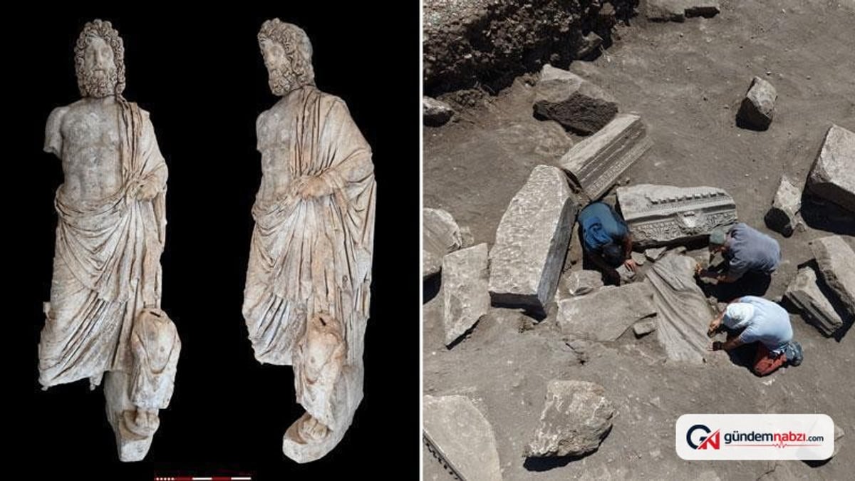 Aspendos'ta sağlık tanrısı Asklepios ve oğlu Telesphoros'un heykeli bulundu