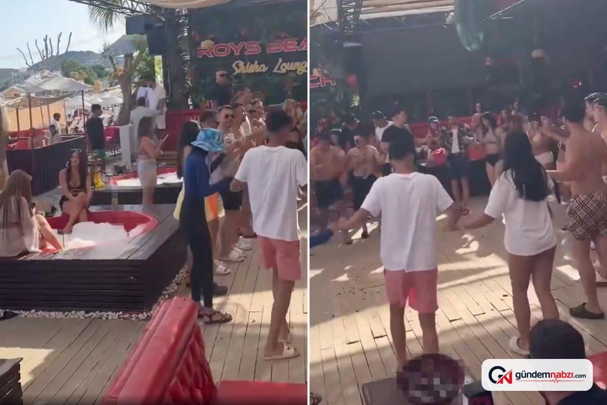 Muğla Bodrum'daki özel plajda alkol ve halay görüntüleri