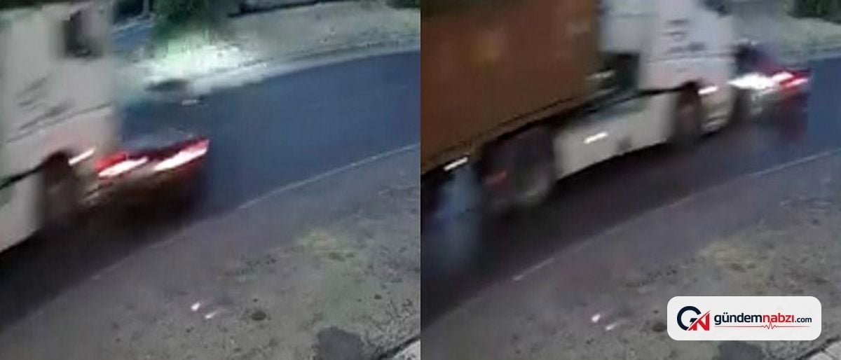 Mersin'de tırın sürüklediği otomobil kameraya yansıdı