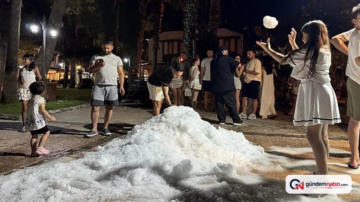 Dalyan'da turistlere yapay kar sürprizi