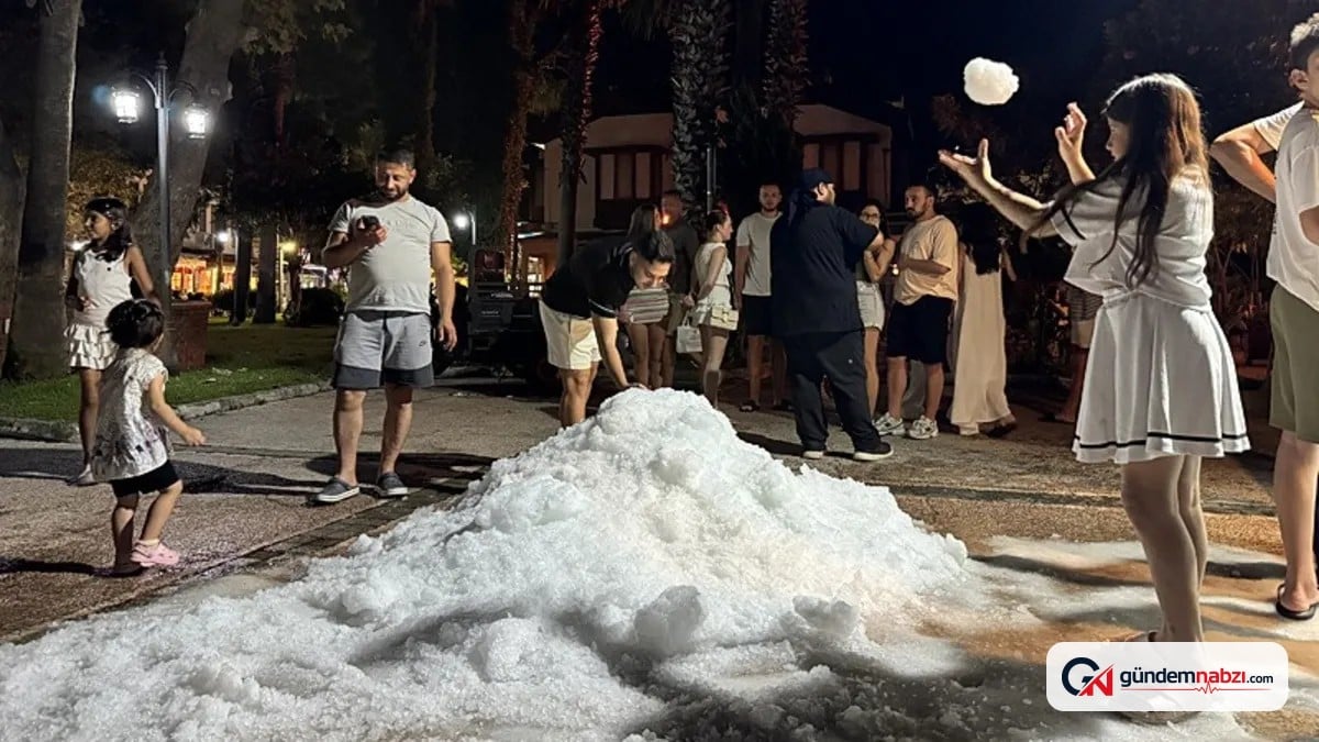 Dalyan'da turistlere yapay kar sürprizi